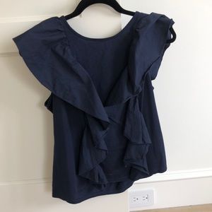 Jcrew ruffle top - navy size small